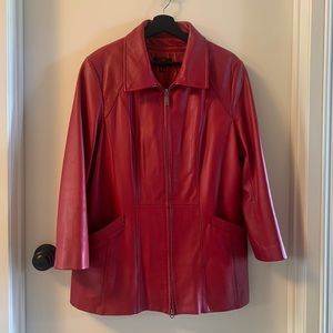 Danier Red Leather Coat Large